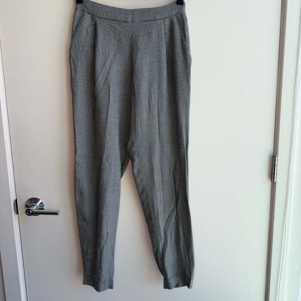 Zara Basic Women's Houndstooth Elastic Waist Tapered Pull-On Pants